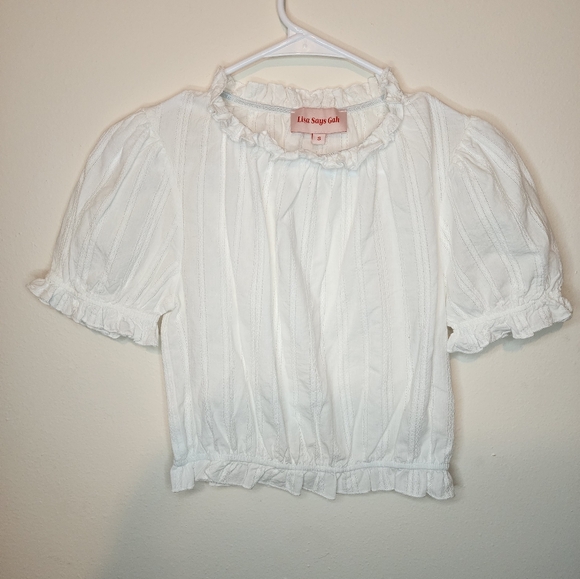 Lisa Says Gah Tops - Lisa Says Gah White Ruffled Puff Sleeve Blouse